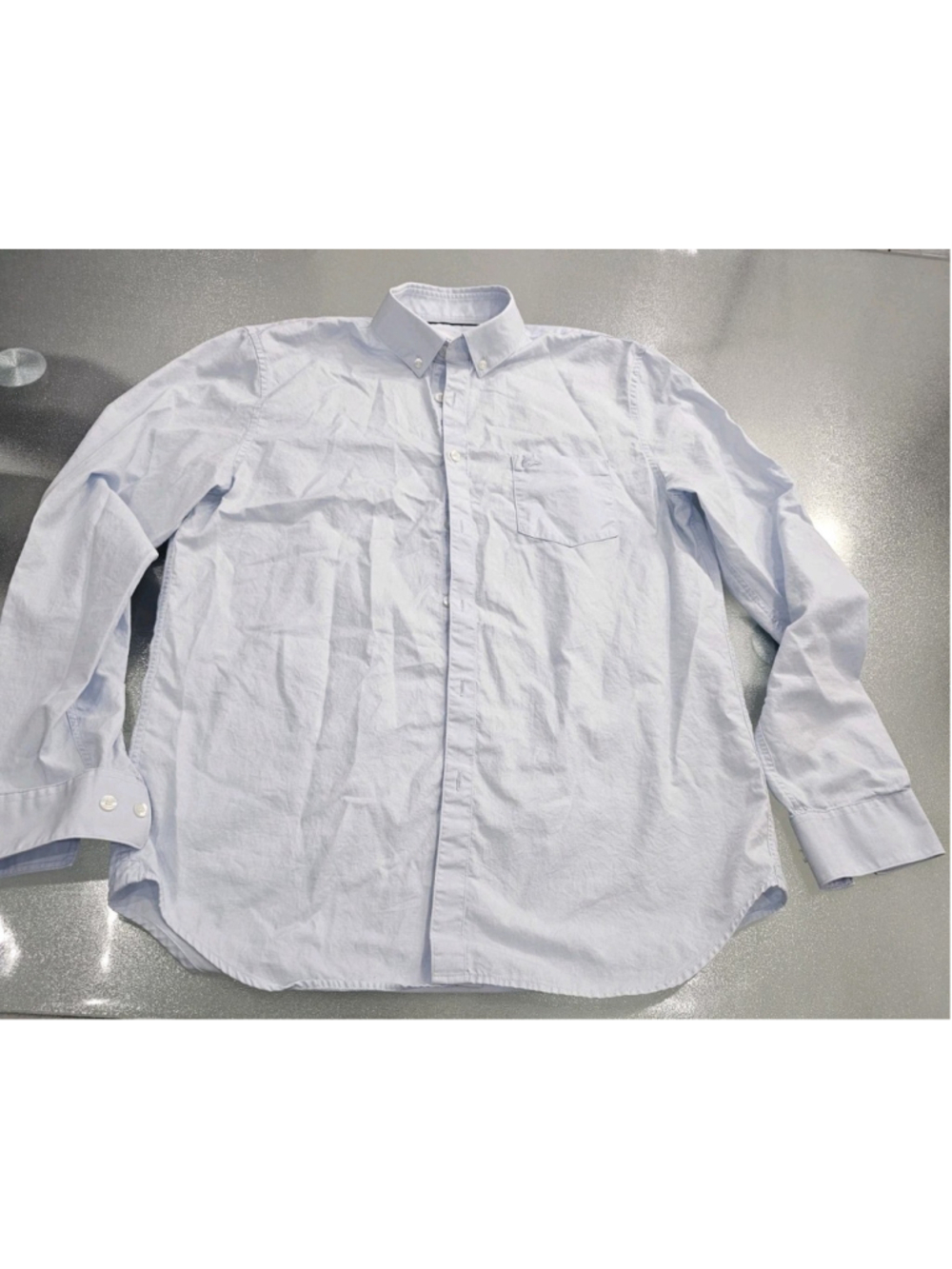 Lacoste Shirt Mens Collar Size 16 Blue, M-L Button Down Long Sleve Oxford Pocket - Picture 2 of 16